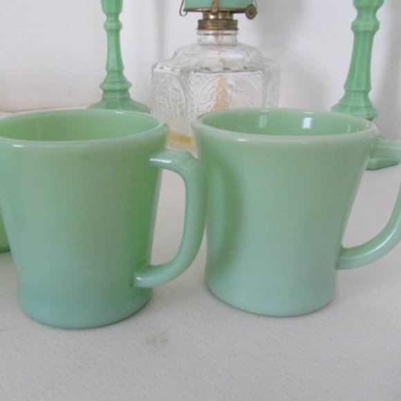 Fire King Dining Pr Fire King D Jadeite Cups Jadeite Coffee Mugs D Handle Jadeite Green